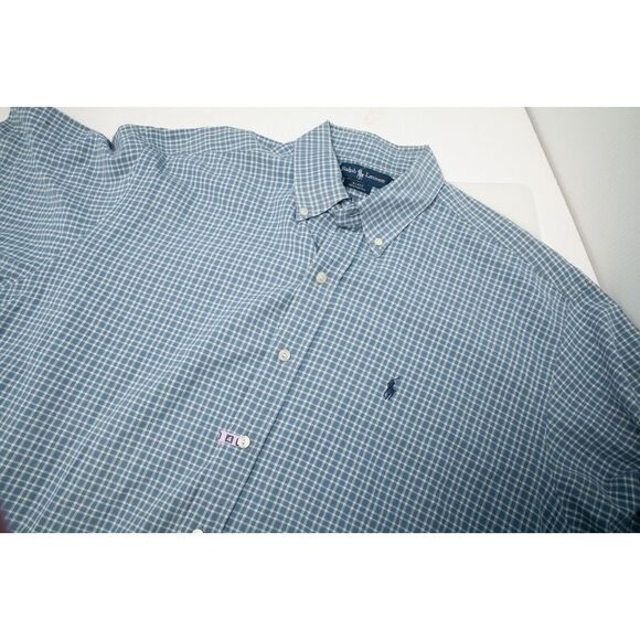 Ralph Lauren Shirt Mens Extra Large Gray Plaid Blake Button Down Short Sleeves - Picture 1 of 8